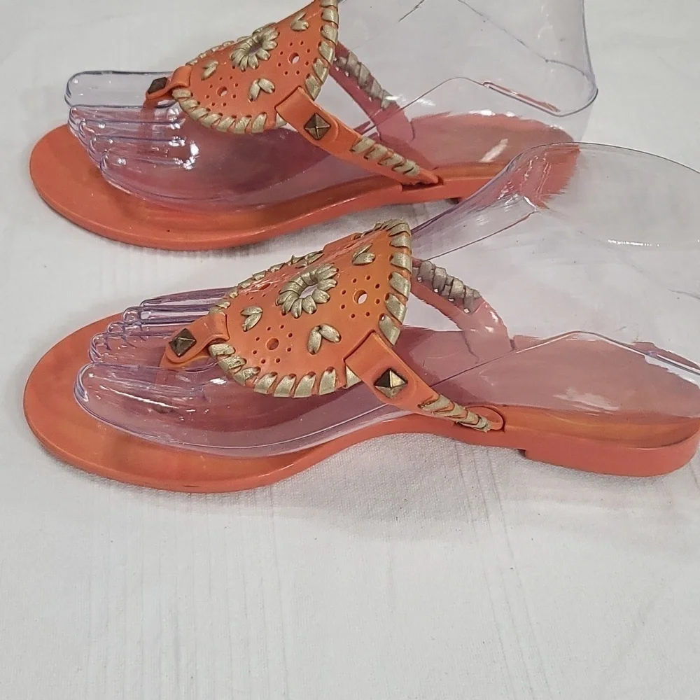 Jack Rogers Womens‎ Sandals Orange/Gold Slip-ons Size 5 GUC